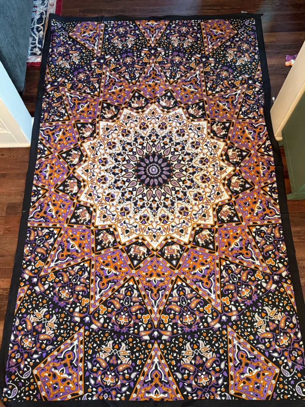 Bohemian Mandala Tapestry Wall Hanging - Purple, Orange, Black